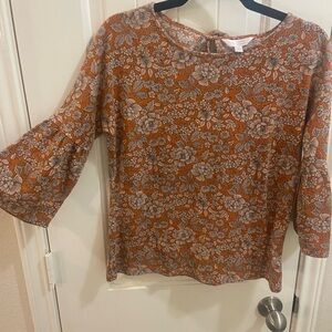Loft Orange Floral Blouse